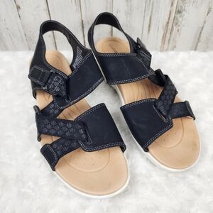 Croft & Barrow Pitch Black Velcro Sport Sandals Size 9.5